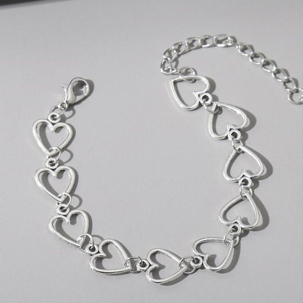 link, chain simple hollow out multi heart shaped bracelet punk hip hop silver color hand accessories fashion party jewelry gift, Black
link, chain simple hollow out multi heart shaped bracelet punk hip hop silver color hand accessories fashion party jewelry gift, Black