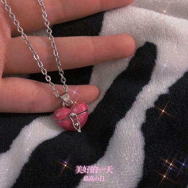 pendant necklaces y2k pink purple copper heart shape lock open box necklace for women party fashion jewelry long chain, Silver
pendant necklaces y2k pink purple copper heart shape lock open box necklace for women party fashion jewelry long chain, Silver