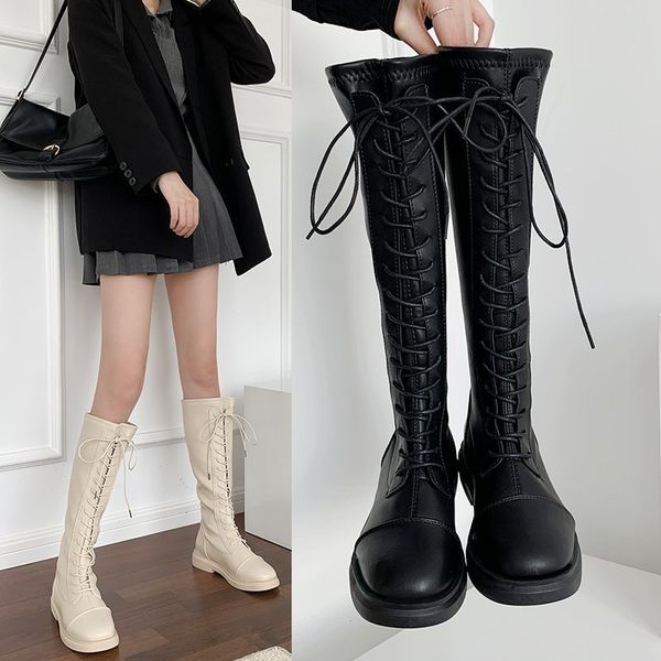 lace up children's autumn and winter net red rear zipper knight flat bottom thin leather boots, Black
lace up children's autumn and winter net red rear zipper knight flat bottom thin leather boots, Black