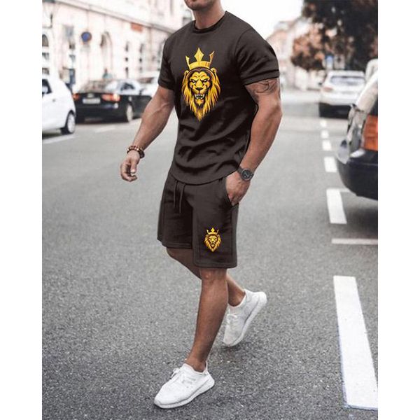 lion crown figure men s sports suit short-sleeved t-shirt with shorts comfortable breathable and dry daily leisure workout, Gray
lion crown figure men s sports suit short-sleeved t-shirt with shorts comfortable breathable and dry daily leisure workout, Gray