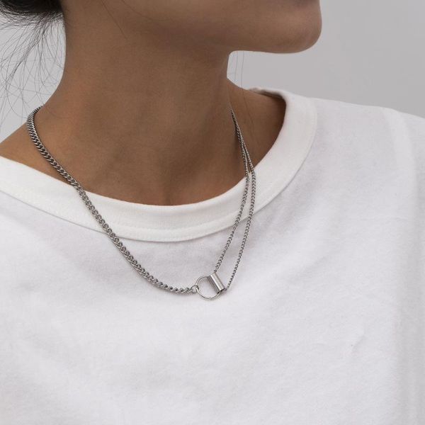 chains hip-hop simple stainless steel multi-layer chain necklaces women men geometric fashion jewelry accessories, Silver
chains hip-hop simple stainless steel multi-layer chain necklaces women men geometric fashion jewelry accessories, Silver