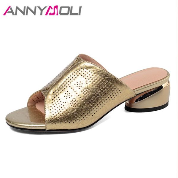 slippers annymoli natural genuine leather cutouts med heel slides block heels shoes casual open toe sandals female footwear 42, Black
slippers annymoli natural genuine leather cutouts med heel slides block heels shoes casual open toe sandals female footwear 42, Black