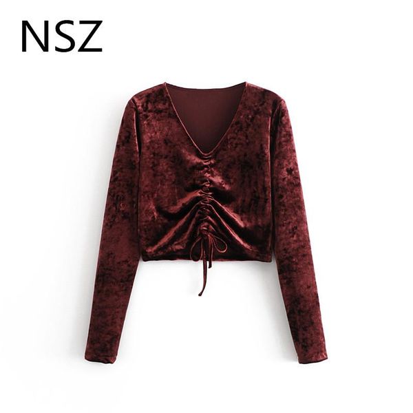 women's blouses & shirts women wine red drawstring crop blouse v neck long sleeve bow pleated shirt female club blusas femininas ca, White
women's blouses & shirts women wine red drawstring crop blouse v neck long sleeve bow pleated shirt female club blusas femininas ca, White