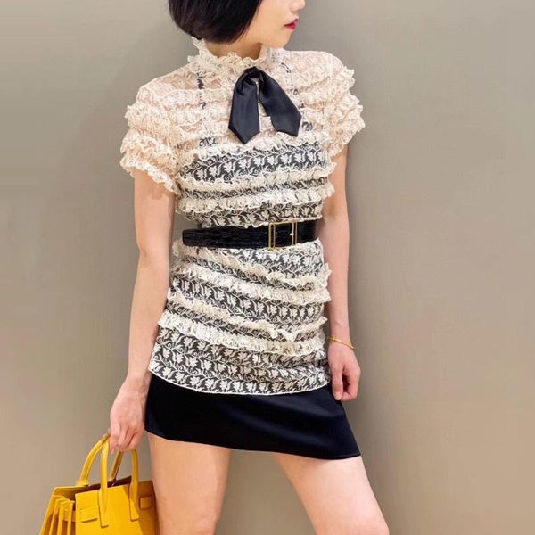 women's blouses & shirts 2021 lace summer runway designer haute couture elegant vintage blouse female chic italian s l women sh, White
women's blouses & shirts 2021 lace summer runway designer haute couture elegant vintage blouse female chic italian s l women sh, White