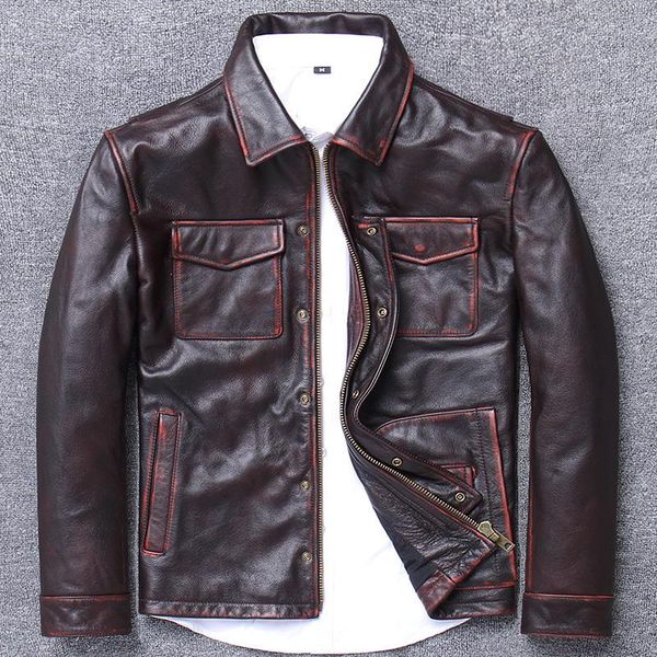 men's leather & faux multicolor optional manual wipe color head layer cowhide locomotive serve clothing genuine lapel motorcycle winter, Black
men's leather & faux multicolor optional manual wipe color head layer cowhide locomotive serve clothing genuine lapel motorcycle winter, Black