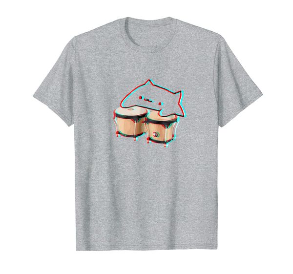 bongo cat anaglyph t-shirt, White;black