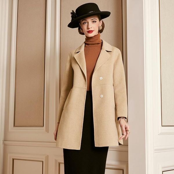 women's wool & blends shzq autumn and winter 2021 yellow double-sided cashmere coat medium long suit collar, Black
women's wool & blends shzq autumn and winter 2021 yellow double-sided cashmere coat medium long suit collar, Black