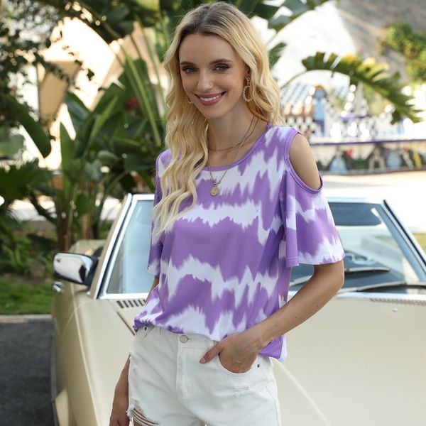 t-shirt 2020 summer tie dyed short sleeve women's off shoulder loose new t-shirt, White
t-shirt 2020 summer tie dyed short sleeve women's off shoulder loose new t-shirt, White