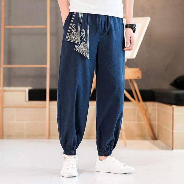 men's pants chinese style male embroidery harem men calf length cotton linen bermuda masculina stylish, Black
men's pants chinese style male embroidery harem men calf length cotton linen bermuda masculina stylish, Black