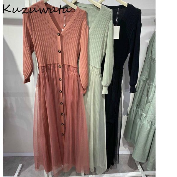 casual dresses kuzuwata autumn mesh patchwork vestidos sweet drawstring slim waist knitted dress v-neck single breasted women, Black;gray
casual dresses kuzuwata autumn mesh patchwork vestidos sweet drawstring slim waist knitted dress v-neck single breasted women, Black;gray
