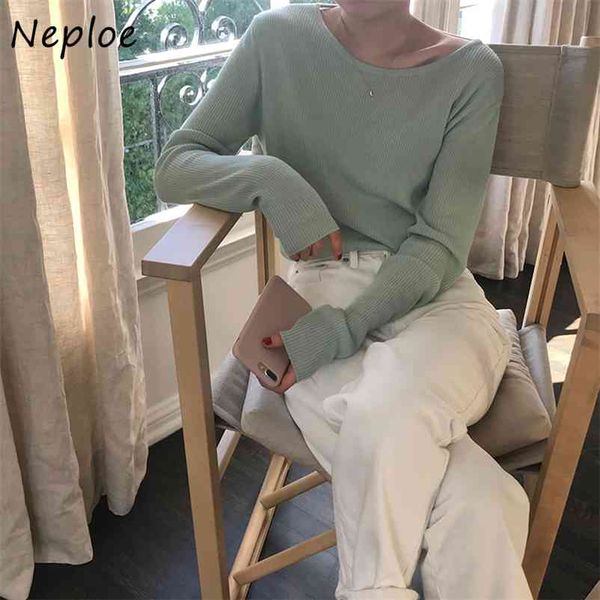 o neck pullover long sleeve knit sweater women solid simple spring pull femme loose causal all match sueter 210422, White;black
o neck pullover long sleeve knit sweater women solid simple spring pull femme loose causal all match sueter 210422, White;black