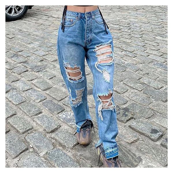 high waist women's jeans hole ripped tassel fit denim pants autumn casual ladies washed female pencil trousers, Blue
high waist women's jeans hole ripped tassel fit denim pants autumn casual ladies washed female pencil trousers, Blue