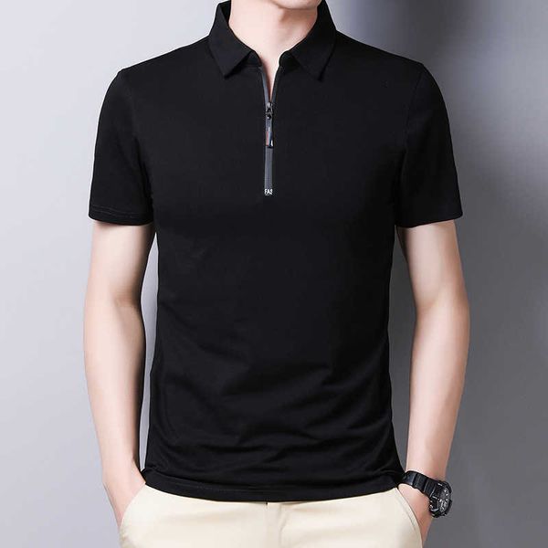 short 21 cotton sleeve t-shirt for men's summer slim fit leading half zipper trend middle aged, White;black
short 21 cotton sleeve t-shirt for men's summer slim fit leading half zipper trend middle aged, White;black