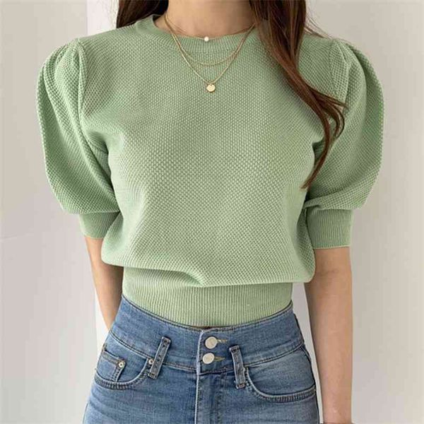 summer korea chic candy-colored round neck pullover loose short solid color bubble sleeve sweater t-shirt female 210529, White
summer korea chic candy-colored round neck pullover loose short solid color bubble sleeve sweater t-shirt female 210529, White