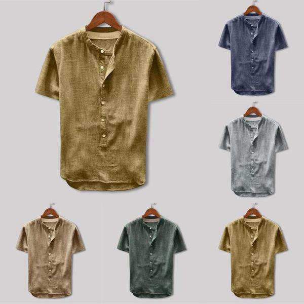 fashion men's summer button casual linen and cotton short sleeve blouse 2021 short-sleeved couple dress shirts, White;black
fashion men's summer button casual linen and cotton short sleeve blouse 2021 short-sleeved couple dress shirts, White;black