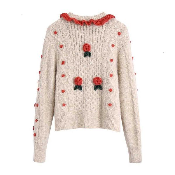 women's knits & tees vintage french 3d crochet flowers knitted cardigan kawaii wood ears ruffle christmas sweater coat woman p7hq, White
women's knits & tees vintage french 3d crochet flowers knitted cardigan kawaii wood ears ruffle christmas sweater coat woman p7hq, White