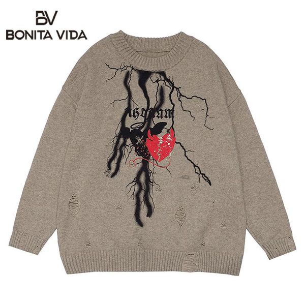 men's sweaters bonita vida hole hip hop pullovers harajuku fashion knitwear casual streetwear long sleeve sweater  harajuku knit outwea, White;black
men's sweaters bonita vida hole hip hop pullovers harajuku fashion knitwear casual streetwear long sleeve sweater  harajuku knit outwea, White;black