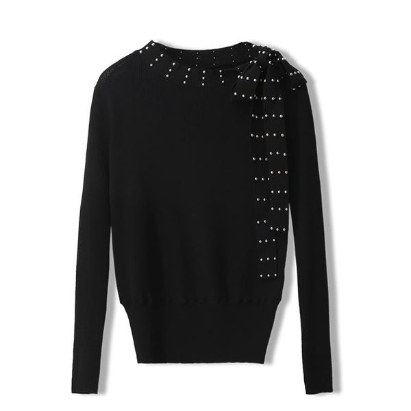 women's sweaters elegant lady beaded bowknot decorated pullover knitted long sleeve casual outerwear pull femme fall 2021 women, White;black
women's sweaters elegant lady beaded bowknot decorated pullover knitted long sleeve casual outerwear pull femme fall 2021 women, White;black