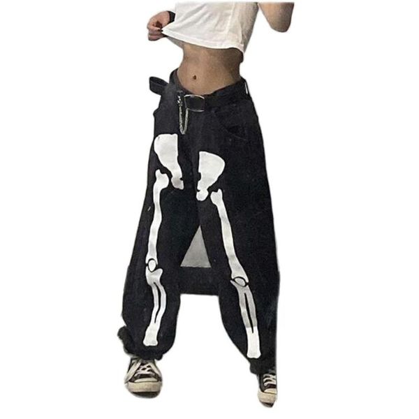 women's jeans 2021 fashion korean version women high waist personality skeleton print straight type street hip-hop black cowboy pants, Blue
women's jeans 2021 fashion korean version women high waist personality skeleton print straight type street hip-hop black cowboy pants, Blue
