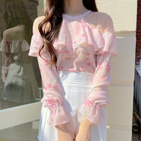 women's blouses & shirts autumn 2021 crushed floral chiffon shirt long sleeve round-neck off shoulder super fairy ruffle blouse 15666, White
women's blouses & shirts autumn 2021 crushed floral chiffon shirt long sleeve round-neck off shoulder super fairy ruffle blouse 15666, White
