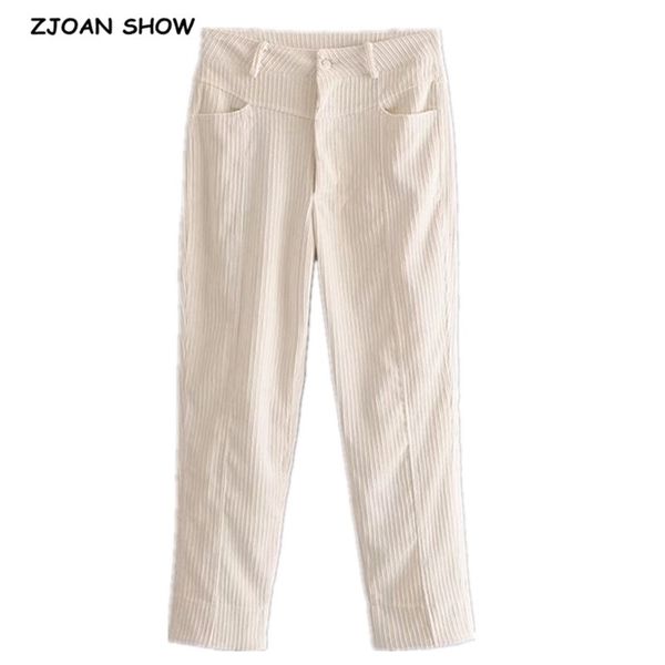 vintage beige color corduroy pants autumn woman high waist ankle length small pencil trousers femme long 210429, Black;white
vintage beige color corduroy pants autumn woman high waist ankle length small pencil trousers femme long 210429, Black;white
