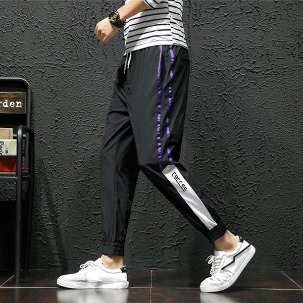 men's pants spring casual nine - cent leg loose sport halun korean fashion fast dry breathable tide, Black 
men's pants spring casual nine - cent leg loose sport halun korean fashion fast dry breathable tide, Black