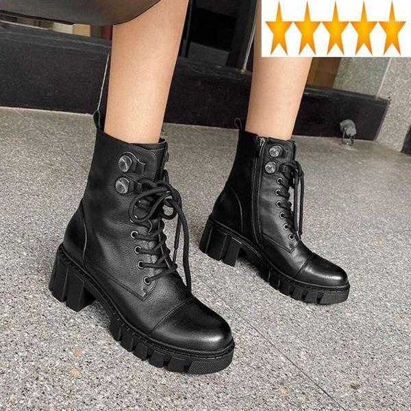 boots 2021 street women ankle autumn fashion genuine leather chunky heels shoes lace up round toe female motorcycle1, Black
boots 2021 street women ankle autumn fashion genuine leather chunky heels shoes lace up round toe female motorcycle1, Black