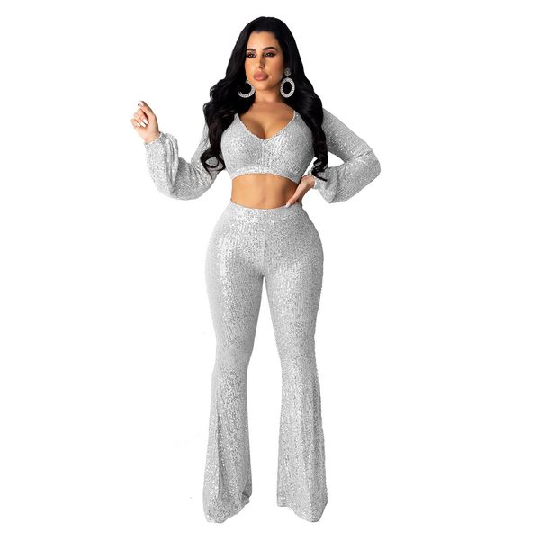 stunning sequins women sets charming lady v neck long sleeves short and flare pants nightclub two pieces outfits, Gray
stunning sequins women sets charming lady v neck long sleeves short and flare pants nightclub two pieces outfits, Gray