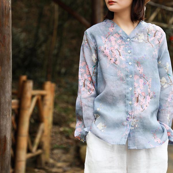 johnature women print floral shirts and ramie v-neck long sleeve vintage blouses loose women clothes spring shirts 210521, White
johnature women print floral shirts and ramie v-neck long sleeve vintage blouses loose women clothes spring shirts 210521, White