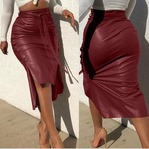 skirts lady party high street leather bodycon fashion solid side buttons split belt midi skirt women high-waist bottoms, Black
skirts lady party high street leather bodycon fashion solid side buttons split belt midi skirt women high-waist bottoms, Black