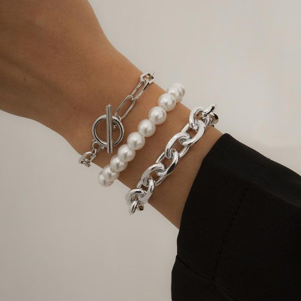 link, chain modern jewelry fashion punk metal bracelet 2021 design trendy temperament beads for women gifts, Black
link, chain modern jewelry fashion punk metal bracelet 2021 design trendy temperament beads for women gifts, Black