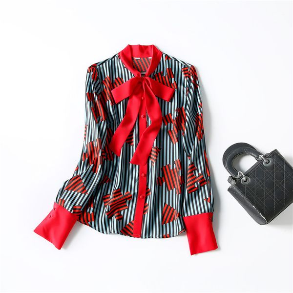 europe and the united states women's clothing spring 2021 long - sleeved bow collar striped print fashion silk shirt klct, White
europe and the united states women's clothing spring 2021 long - sleeved bow collar striped print fashion silk shirt klct, White