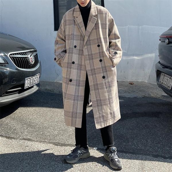 men's wool & blends 2021mid-length plaid woolen coat autumn and winter trend all-match windbreaker hong kong style loose handsome jacke, Black
men's wool & blends 2021mid-length plaid woolen coat autumn and winter trend all-match windbreaker hong kong style loose handsome jacke, Black