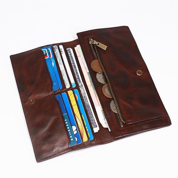 wallets men's leather wallet first layer vegetable tanned cowhide retro fold long ultra-thin, Red;black
wallets men's leather wallet first layer vegetable tanned cowhide retro fold long ultra-thin, Red;black