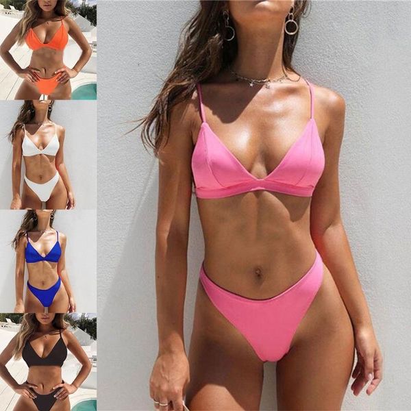 women's swimwear simple solid color micro triangle brazilian swimsuit women 2cs bikini set low waist thong padded bathing suit beachwea, White;black
women's swimwear simple solid color micro triangle brazilian swimsuit women 2cs bikini set low waist thong padded bathing suit beachwea, White;black