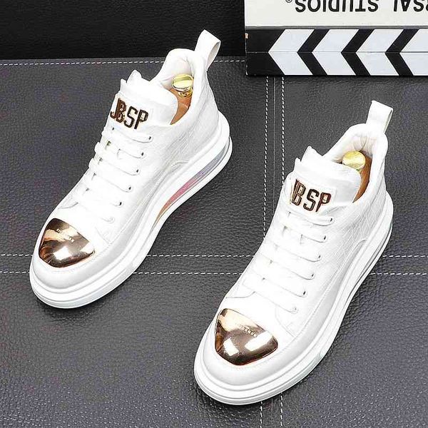 dress shoes men's casual flat shoes, leather metal slippers, punk rock style, spring novelty, 5vme, Black