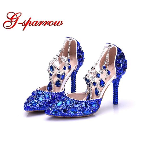 royal blue crystal wedding shoes pointed toe thin heel summer sandals style bride with ankle straps luxury party pump dress, Black
royal blue crystal wedding shoes pointed toe thin heel summer sandals style bride with ankle straps luxury party pump dress, Black