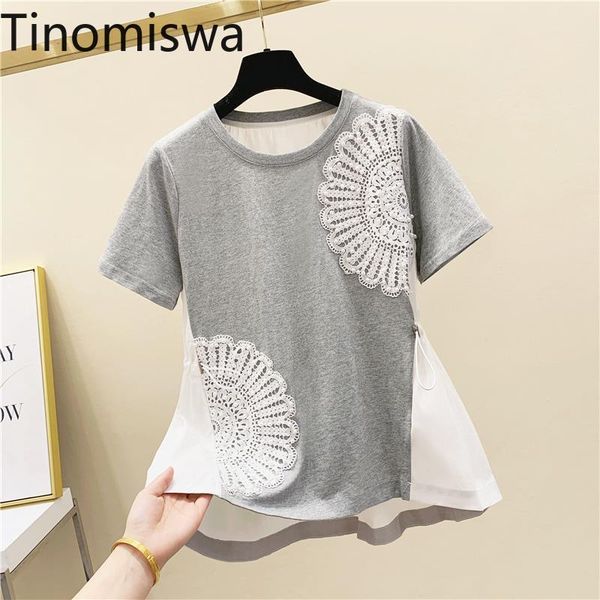 tinomiswa lace patchwork short sleeve t shirts slim waist drawstring up pearl design casual tshirts korean style tees women's t-shirt, White
tinomiswa lace patchwork short sleeve t shirts slim waist drawstring up pearl design casual tshirts korean style tees women's t-shirt, White