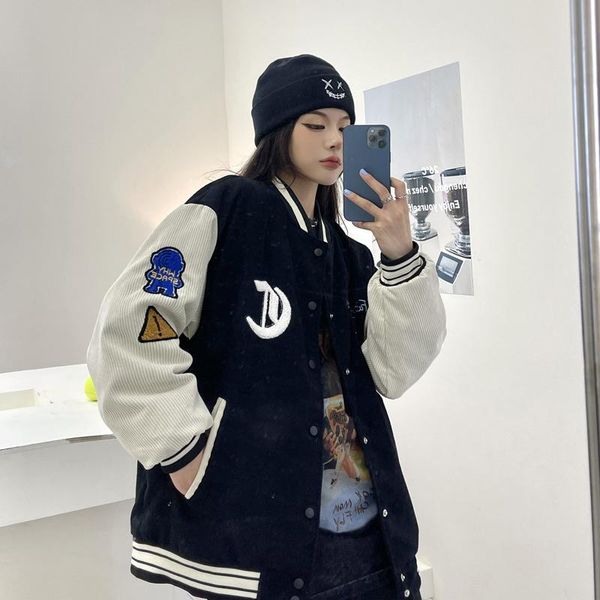 women's jackets streetwear embroidery baseball uniform women single-breasted splice korean style casual corduroy, Black;brown
women's jackets streetwear embroidery baseball uniform women single-breasted splice korean style casual corduroy, Black;brown