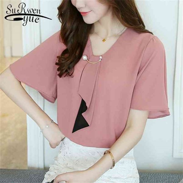 summer blusas chiffon blouse women plus size shirt fashion short sleeve casual v-neck solid beading clothes 210421, White
summer blusas chiffon blouse women plus size shirt fashion short sleeve casual v-neck solid beading clothes 210421, White