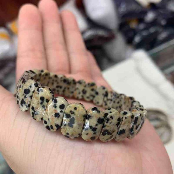 dalmatian jasper stone beads bracelet natural gemstone bangle for man woman wholesale, Black
dalmatian jasper stone beads bracelet natural gemstone bangle for man woman wholesale, Black