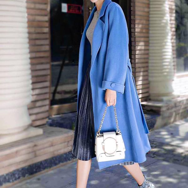 women's wool & blends 2215 double season cashmere coat of the 2021 woollen against over-the-knee hepburn wind belt long woman in blue, Black
women's wool & blends 2215 double season cashmere coat of the 2021 woollen against over-the-knee hepburn wind belt long woman in blue, Black