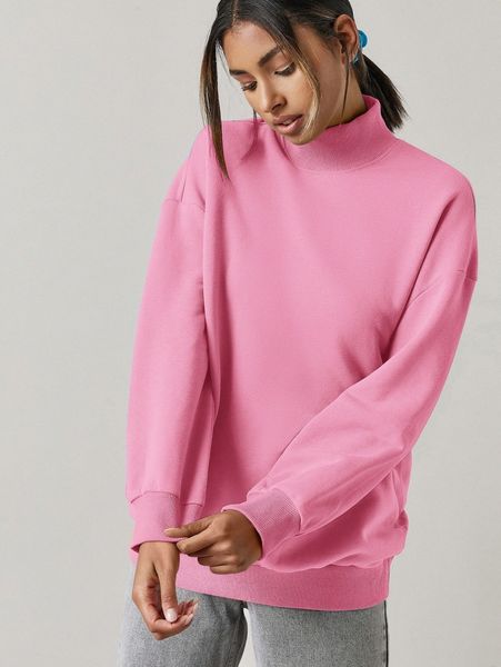 drop shoulder high neck sweatshirt k4ds#, White;black