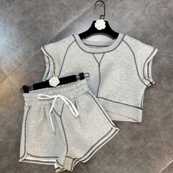 women's tracksuits prepomp 2021 summer arrivals sleeveless o neck crop drawstring shorts 2 piece set women outfits grey gb145, Gray
women's tracksuits prepomp 2021 summer arrivals sleeveless o neck crop drawstring shorts 2 piece set women outfits grey gb145, Gray