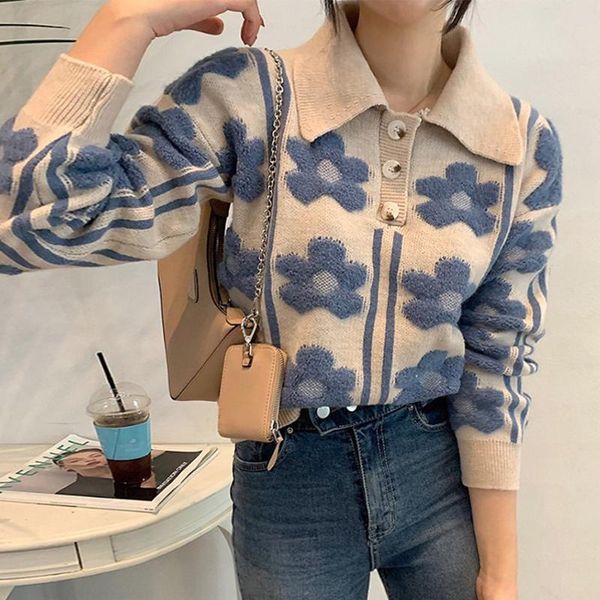 women's knits & tees autumn winter retro flower sweater women design loose long sleeve turn down collar casual knit cardigans sweet chi, White
women's knits & tees autumn winter retro flower sweater women design loose long sleeve turn down collar casual knit cardigans sweet chi, White