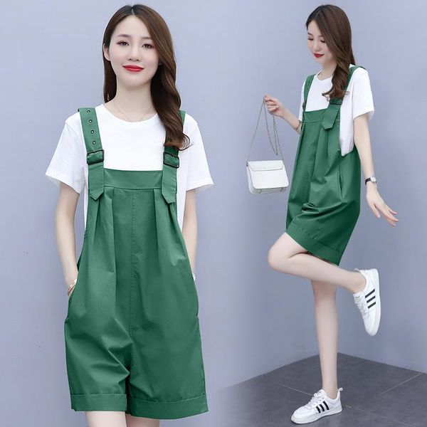 women's tracksuits summer loose adjustment suspender short pant + base white t-shirt 2021 women fashion casual overalls female clothes, Gray
women's tracksuits summer loose adjustment suspender short pant + base white t-shirt 2021 women fashion casual overalls female clothes, Gray