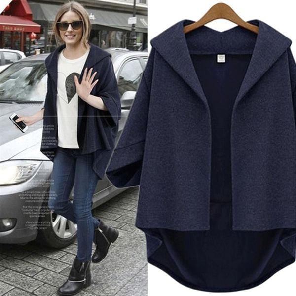 women's jackets woolen coat women autumn plus size loose overcoat female three quarter batwing sleeve hooded clothes causal, Black;brown
women's jackets woolen coat women autumn plus size loose overcoat female three quarter batwing sleeve hooded clothes causal, Black;brown