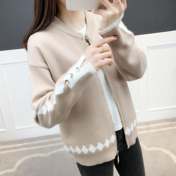 women's sweaters knitted jacket spring 2021 short loose cardigan korean version of baitao baseball clothes, White;black
women's sweaters knitted jacket spring 2021 short loose cardigan korean version of baitao baseball clothes, White;black