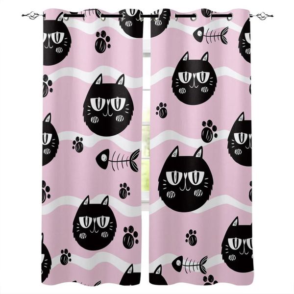 cute black cat footprint fish bone window curtain living room kitchen panel blackout curtains for bedroom & drapes 
cute black cat footprint fish bone window curtain living room kitchen panel blackout curtains for bedroom & drapes
