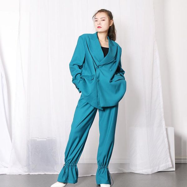 autumn solid women's suits double breasted blue suit coats + drawstring wide leg pants fashion 2 pcs sets two piece, White
autumn solid women's suits double breasted blue suit coats + drawstring wide leg pants fashion 2 pcs sets two piece, White
